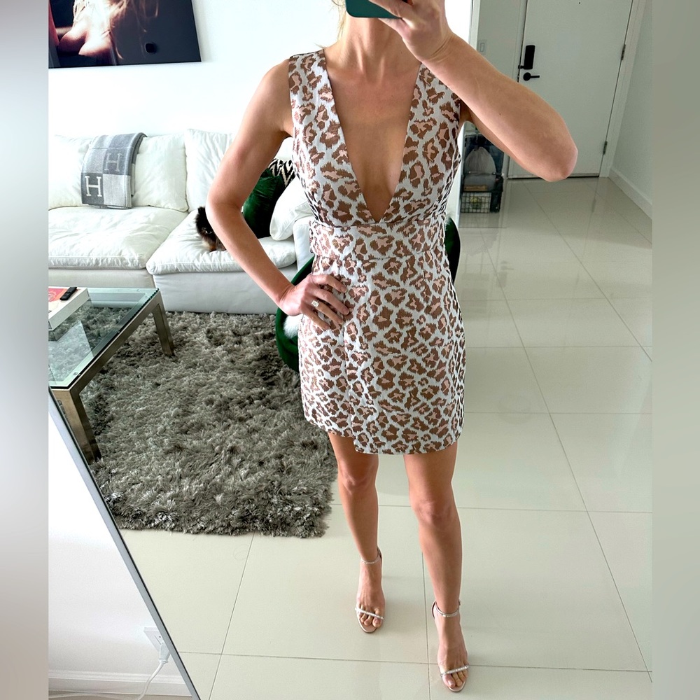 Camila Coelho Gold Metallic Leopard Mini Dress Size S
